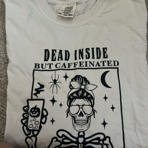 White Graphic Tee with Skeleton Design
